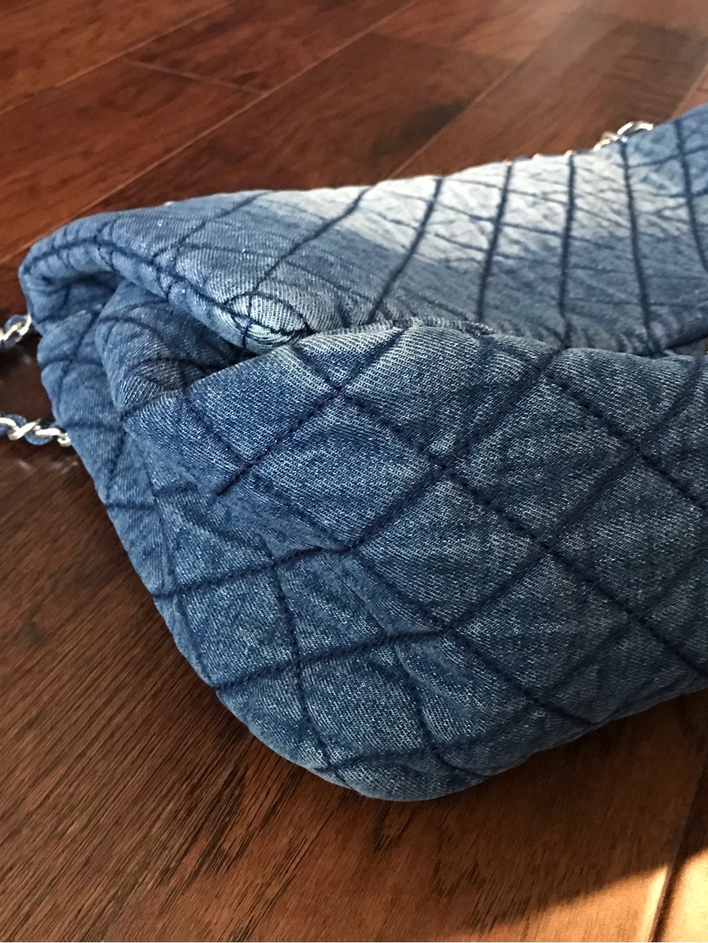 CHANEL Denim Quilted Shoulder tote crossbody Bag in Deep Blue XL - Picture 7 of 16